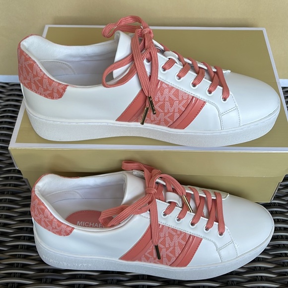 MICHAEL KORS POPPY STRIPE LACE UP NAPPA FAUX LEATHER SHERBERT WMNS - Picture 2 of 16